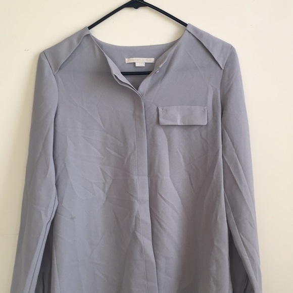 Cooper & Ella Light grey Amy Button Down Long Sleeve Blouse Size S - Picture 2 of 10